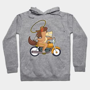 Horse as Cowboy with Lasso & Motorcycle Hoodie